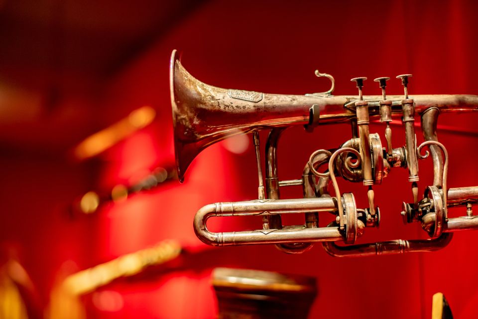 An old trumpet on display in the RCM Museum