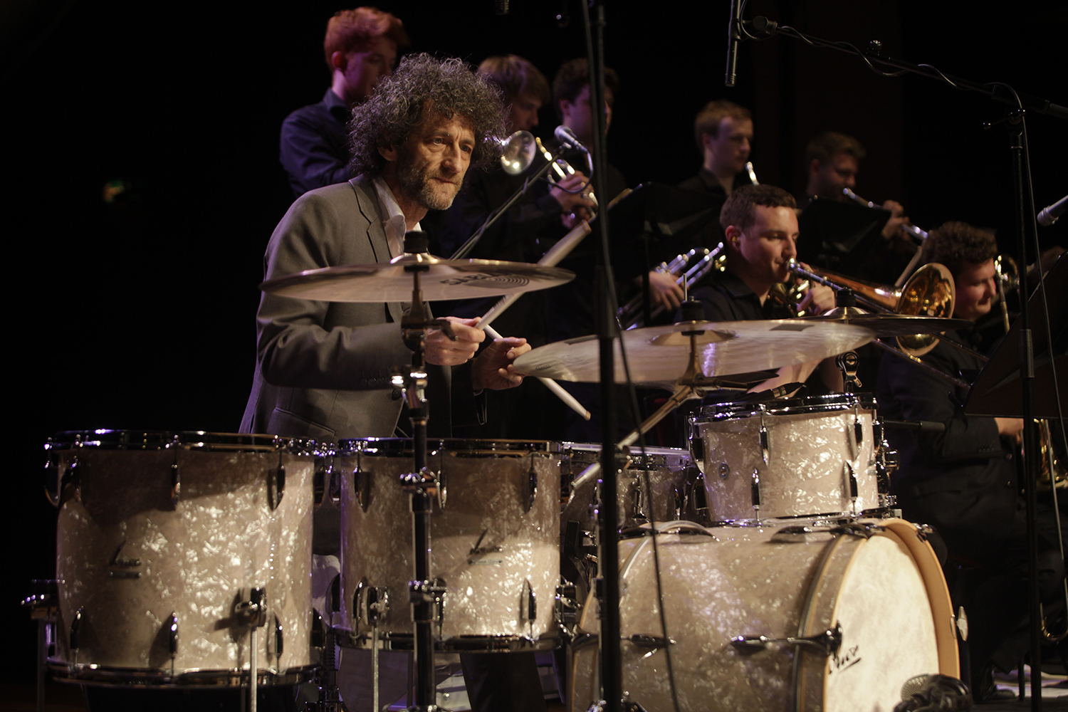 Drummer Jojo Mayer playing the drumkit